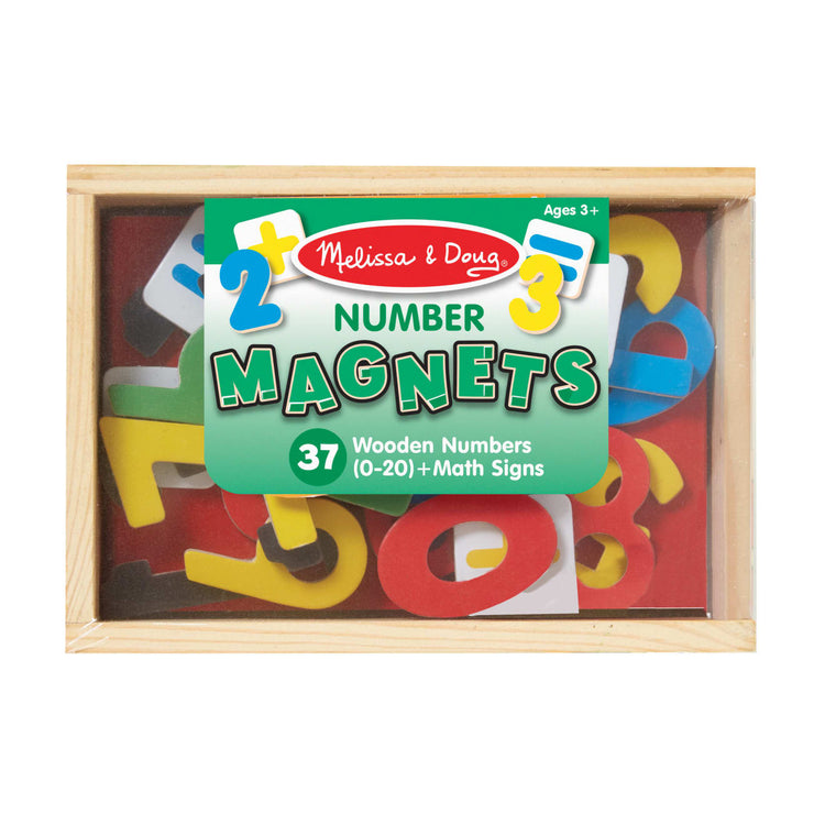 the Melissa & Doug 37 Wooden Number Magnets in a Box
