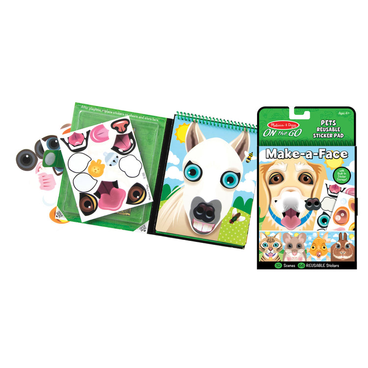 Melissa & Doug Make-a-Face Reusable Sticker Pad Animals 3-Pack - Safari, Farm, Pets