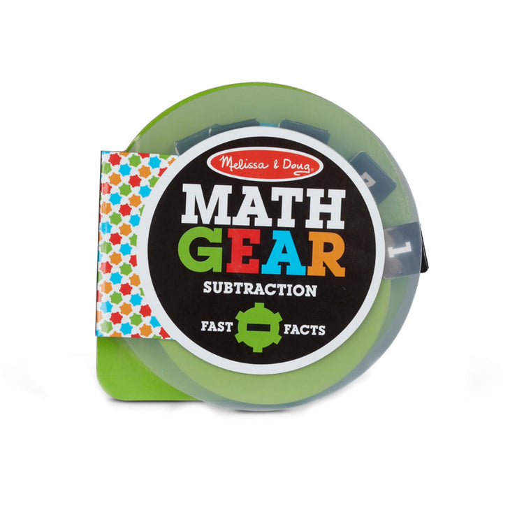 The front of the box for the Melissa & Doug Children’s Book - Math Gear Subtraction Fast Facts Interactive Board Book