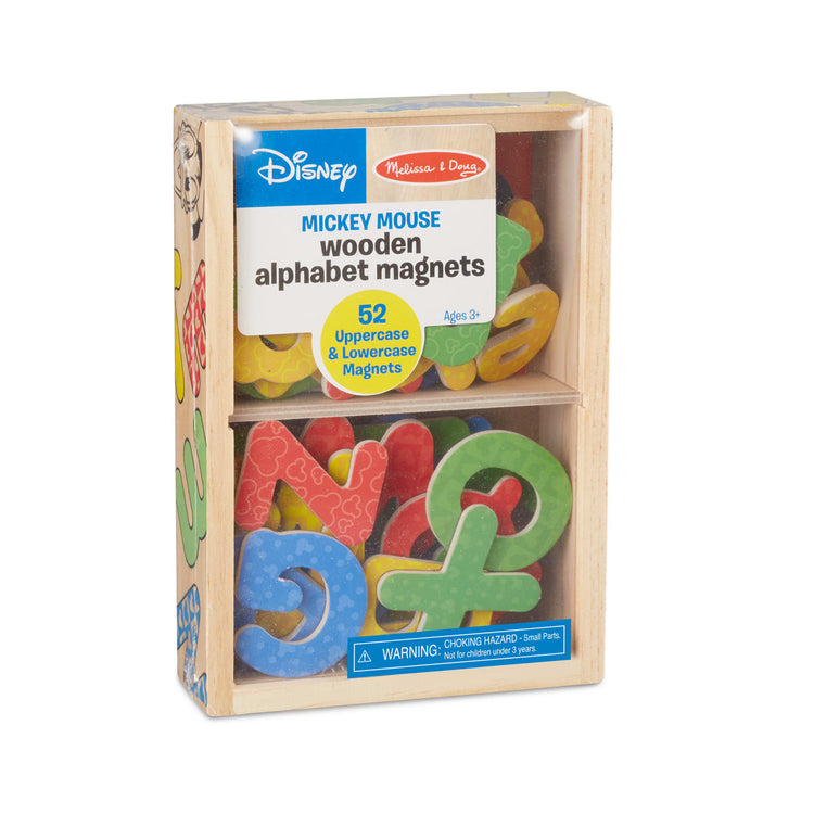 the Melissa & Doug Disney Mickey and Friends Wooden Alphabet Magnets - 52 Uppercase and Lowercase Letters