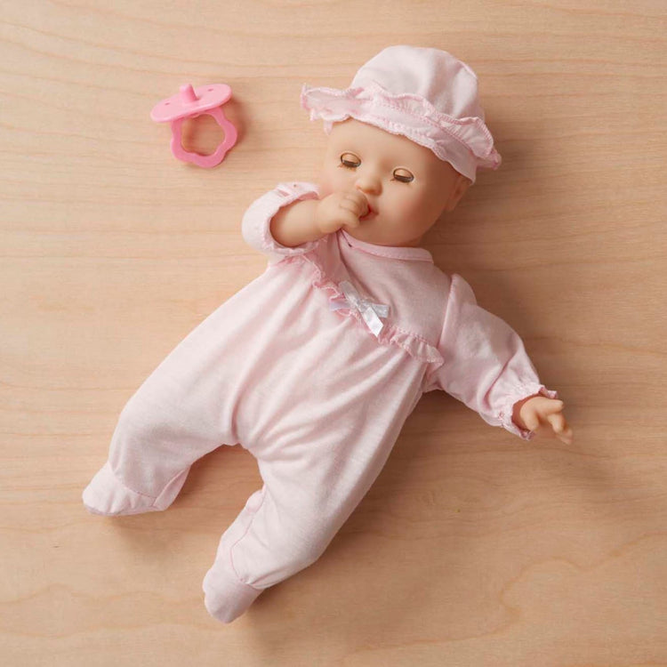 the Melissa & Doug Mine to Love Jenna 12" Soft Body Baby Doll With Romper, Hat