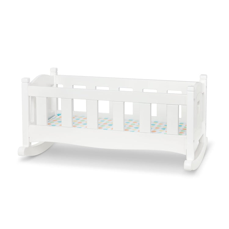 the Melissa & Doug Mine to Love Wooden Play Cradle for Dolls, Stuffed Animals - White