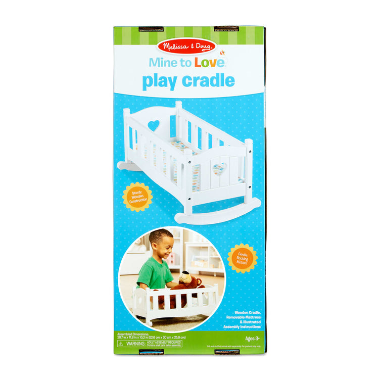 the Melissa & Doug Mine to Love Wooden Play Cradle for Dolls, Stuffed Animals - White