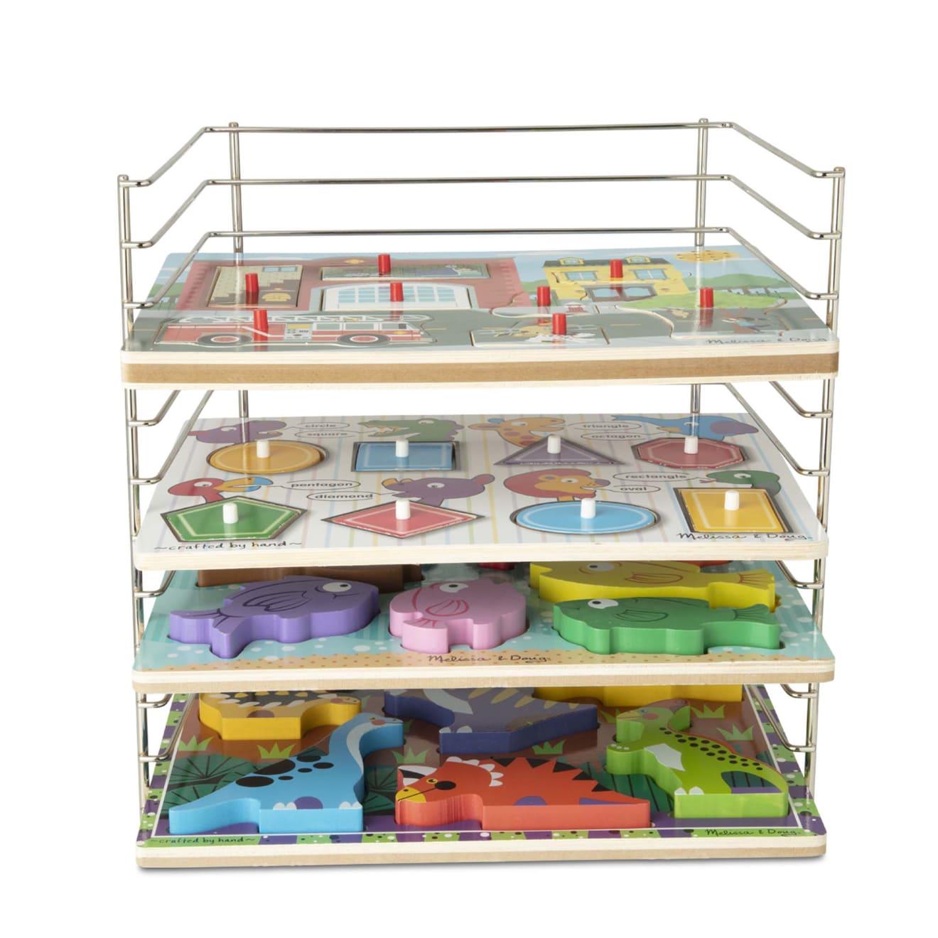 Melissa & Doug Multi-Fit Metal Wire Puzzle Rack 12 Inches Wide and 0.75 Inches Deep