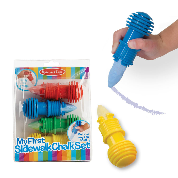 the Melissa & Doug My First Sidewalk Chalk Set With Holders - 4 Chalk Sticks and 4 Holders