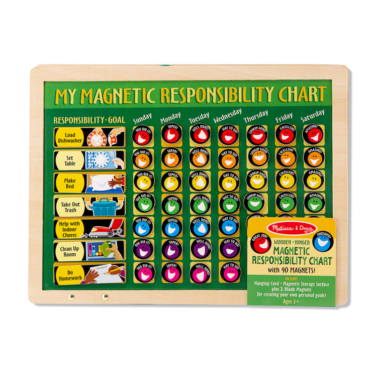 the Melissa & Doug Deluxe Wooden Magnetic Responsibility Chart With 90 Magnets