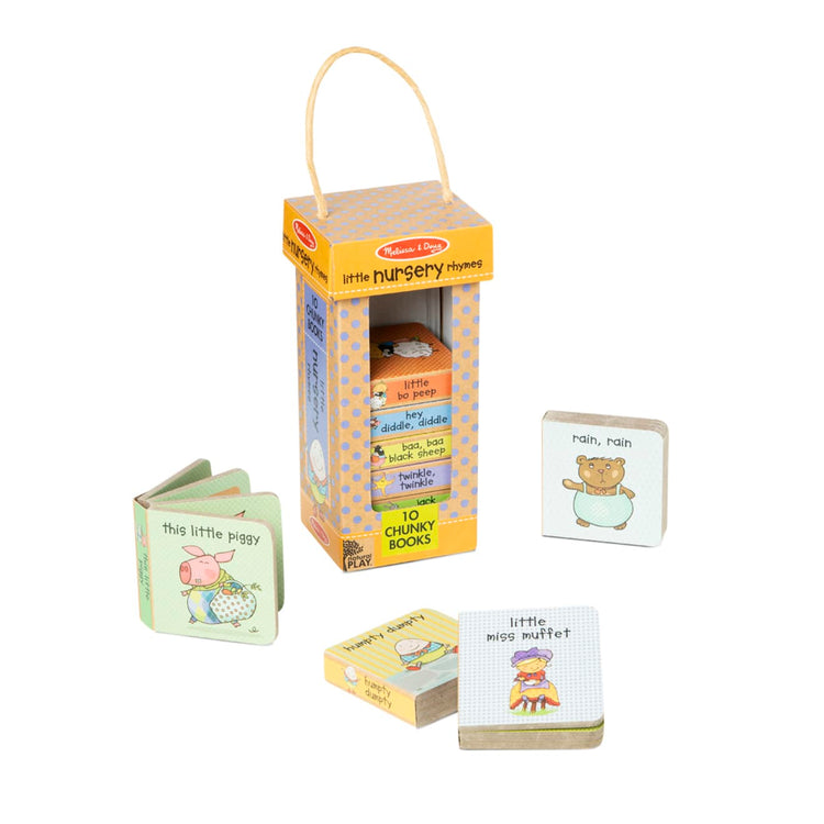 The loose pieces of the Melissa & Doug Children's Book - Natural Play Book Tower: Little Nursery Books