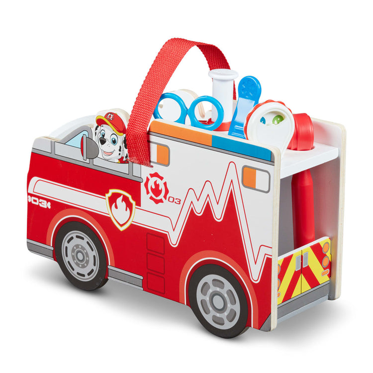 the Melissa & Doug PAW Patrol Marshall's Wooden Rescue EMT Caddy (14 Pieces)