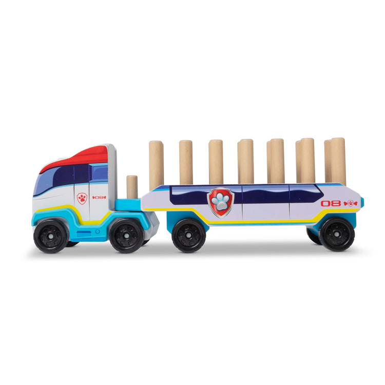 the Melissa & Doug PAW Patrol Wooden ABC Block Truck (33 Pieces)
