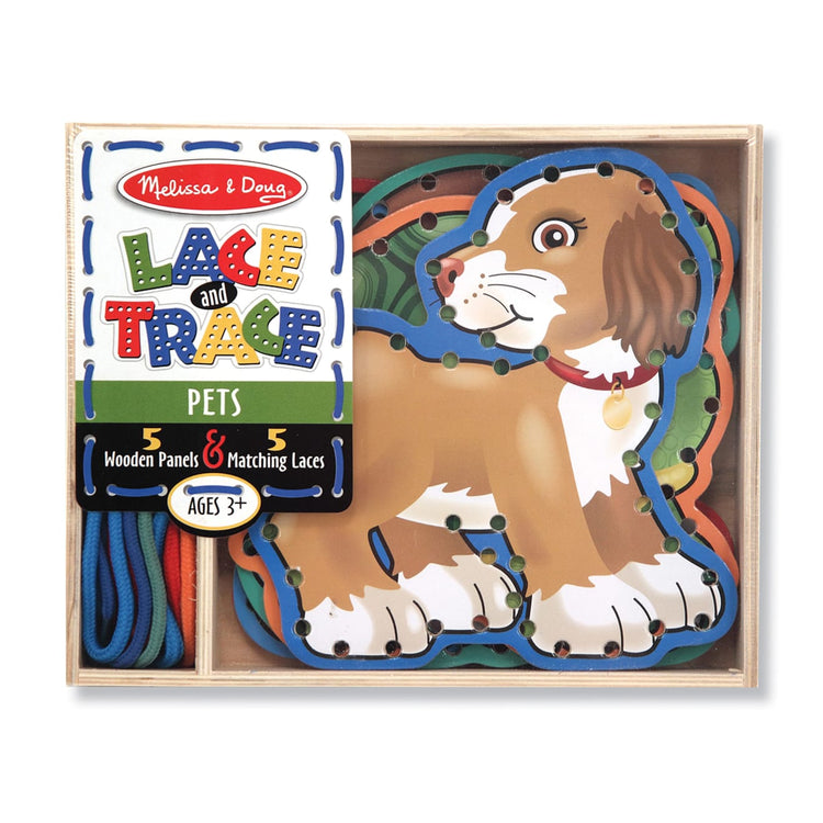 the Melissa & Doug Lace and Trace Activity Set: Pets - 5 Wooden Panels and 5 Matching Laces