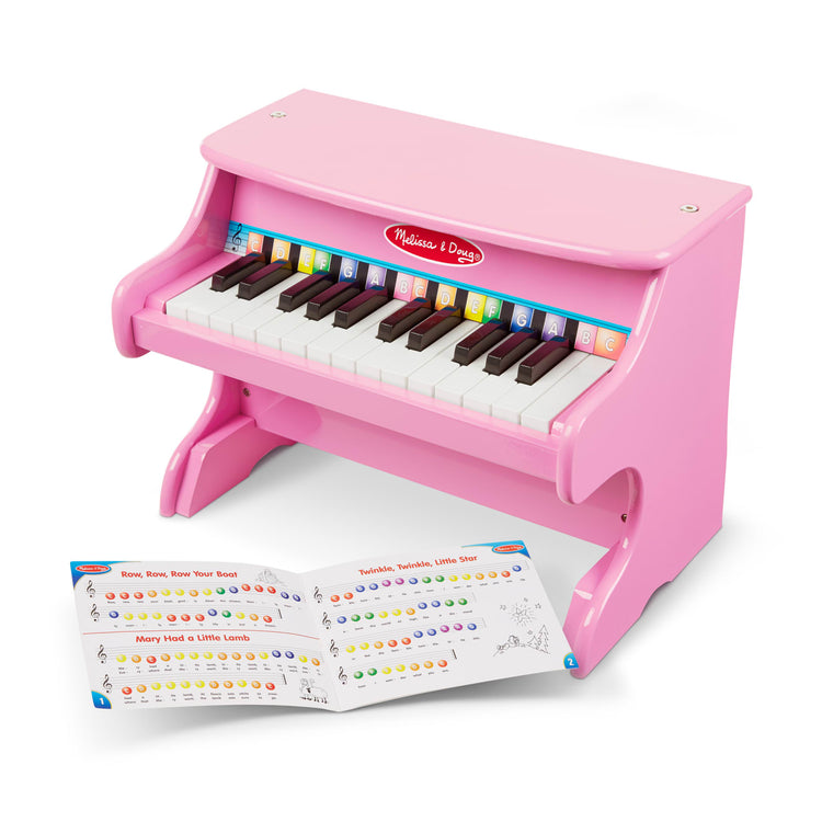 the Melissa & Doug Learn-to-Play Pink Piano With 25 Keys and Color-Coded Songbook