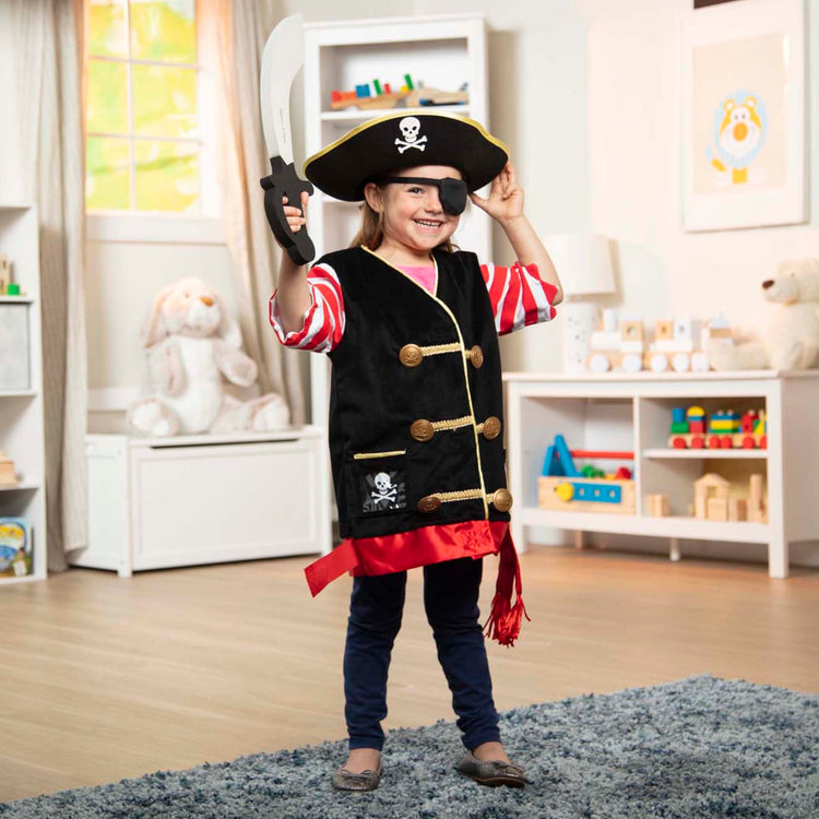 Melissa & Doug Pirate Role Play Costume Dress-Up Set With Hat, Sword, and Eye Patch