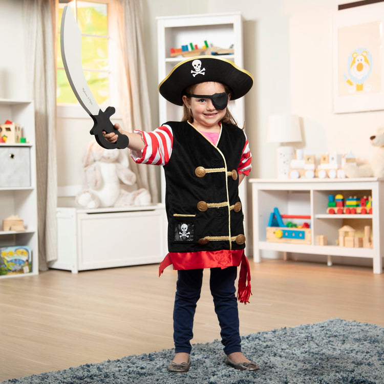 Melissa & Doug Pirate Role Play Costume Dress-Up Set With Hat, Sword, and Eye Patch, Kids Unisex, Size: 3-6 Years Melissa & Doug Pirate Role Play Costume Dress-Up Set With Hat, Sword, and Eye Patch, Kids Unisex, Size: 3-6 Years