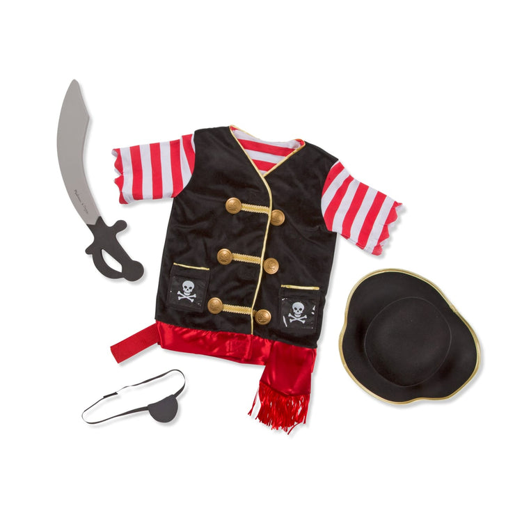 Melissa & Doug Pirate Role Play Costume Dress-Up Set With Hat, Sword, and Eye Patch