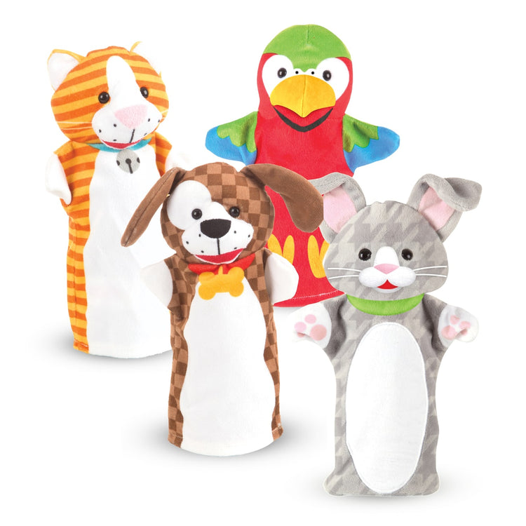 The loose pieces of the Melissa & Doug Playful Pets Hand Puppets (Set of 4)