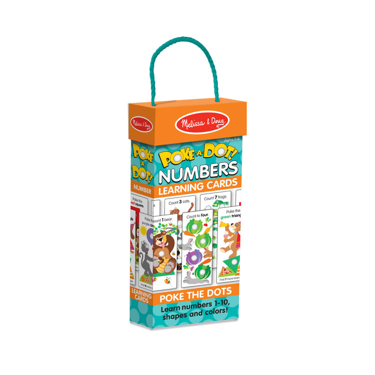 the Melissa & Doug Poke-A-Dot Jumbo Number Learning Cards - 13 Double-Sided Numbers, Shapes, and Colors Cards with Buttons to Pop