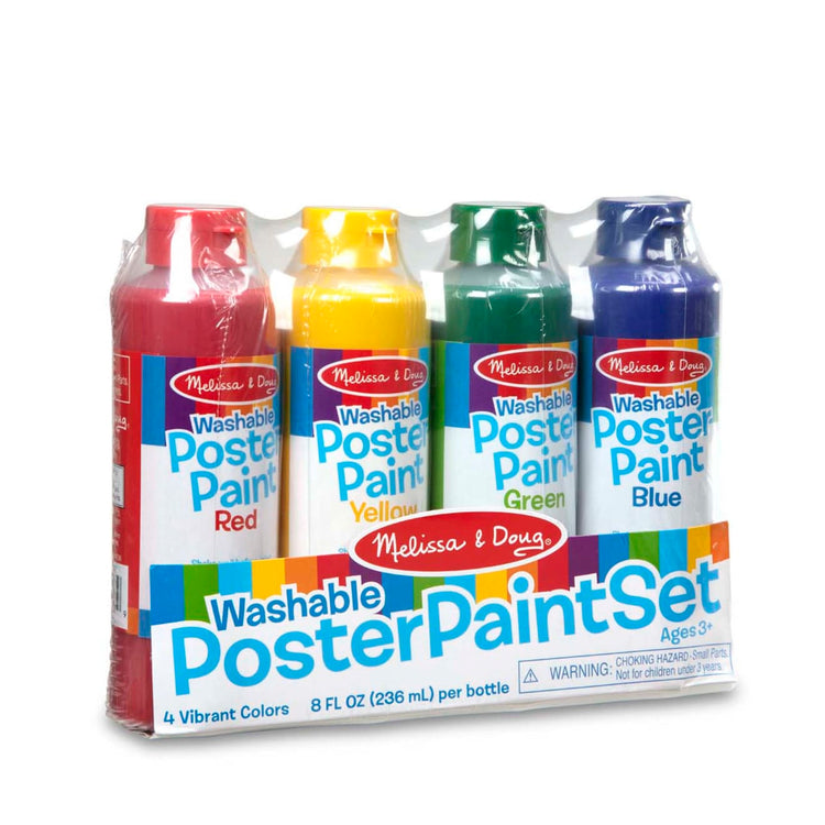 Melissa & Doug Washable Poster Paint Set (4 Colors – Red, Yellow, Green, Blue)