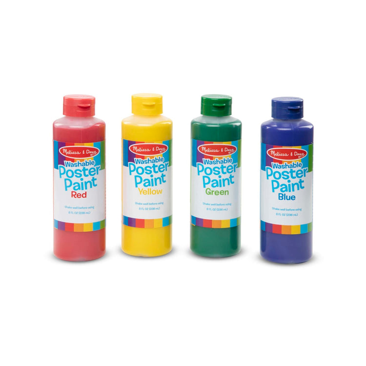 Melissa & Doug Washable Poster Paint Set (4 Colors – Red, Yellow, Green, Blue)