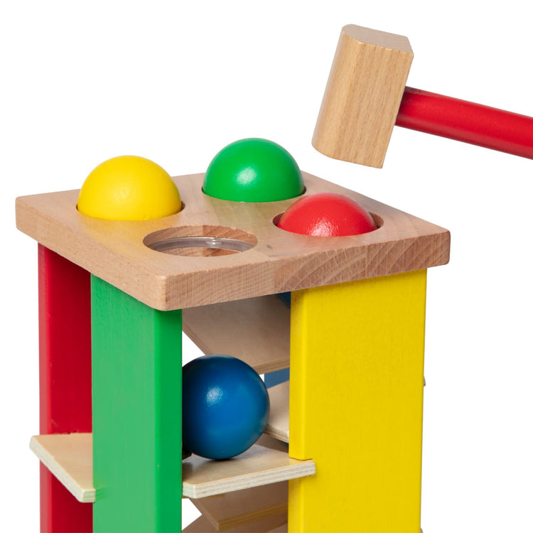 the Melissa & Doug Deluxe Pound and Roll Wooden Tower Toy With Hammer