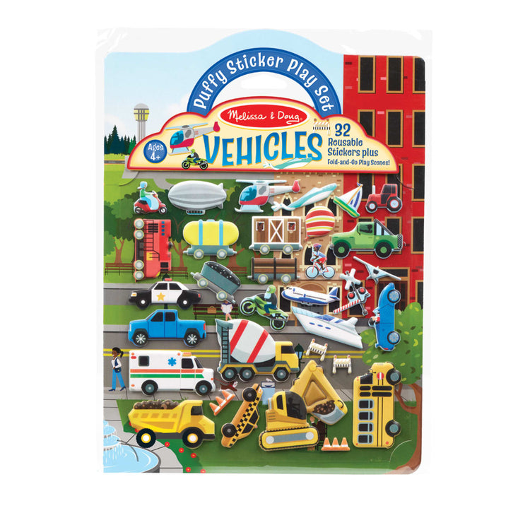 Melissa & Doug Vehicles Restickable Stickers - 193 Stickers, 5 Fold-Out  Scenes, Great for Travel 