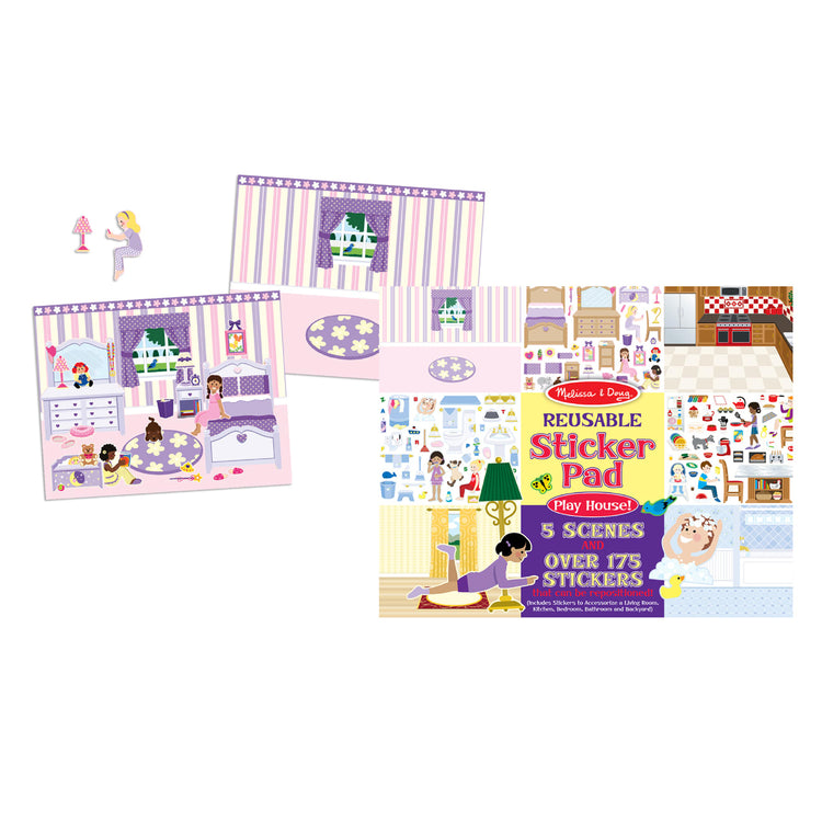 The loose pieces of the Melissa & Doug Reusable Sticker Pads Set: Fairies, Princess Castle, Play House, Dress-Up - 680+ Stickers