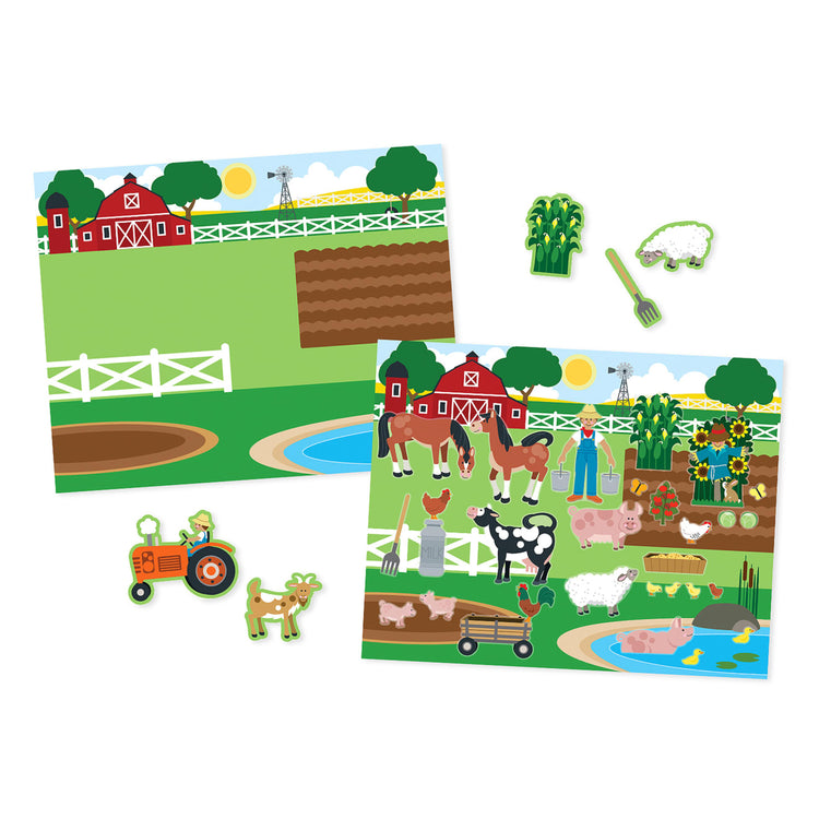 An assembled or decorated the Melissa & Doug Reusable Sticker Pads 3-Pack - Habitats, Vehicles, Town (115 Stickers)
