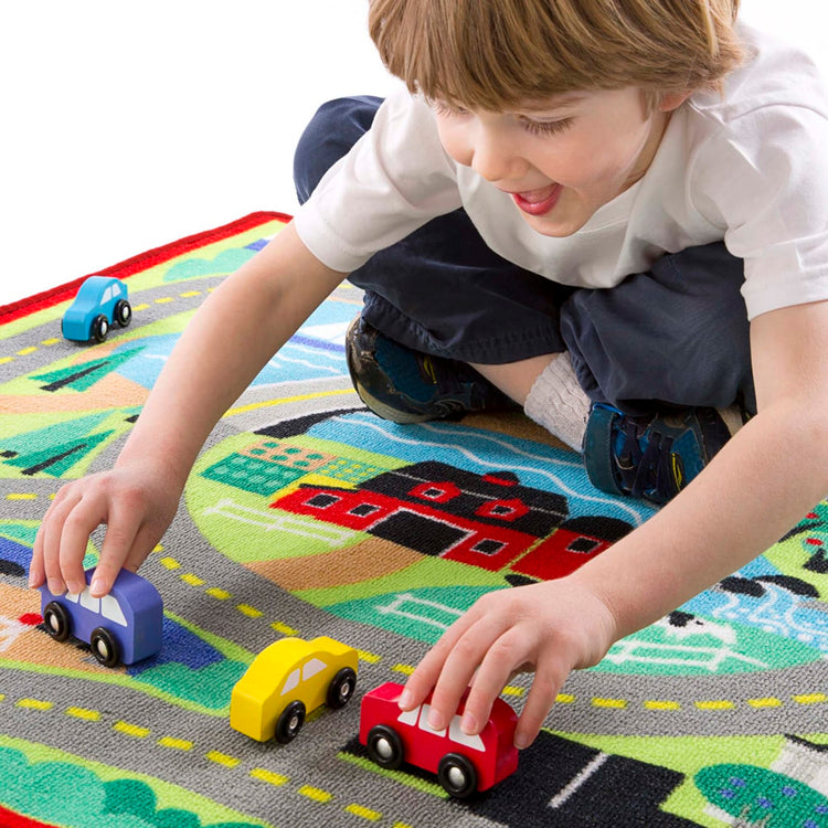 Round the Town Road Rug Car Set Melissa Doug