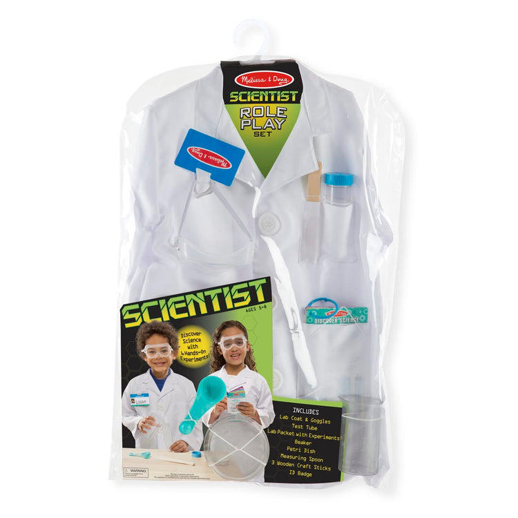 Kids Scientist Costume Lab Coat Set With Accessories - Includes Glasses, Gloves, Magnifying Glass & ID Badge For Ages 2-10