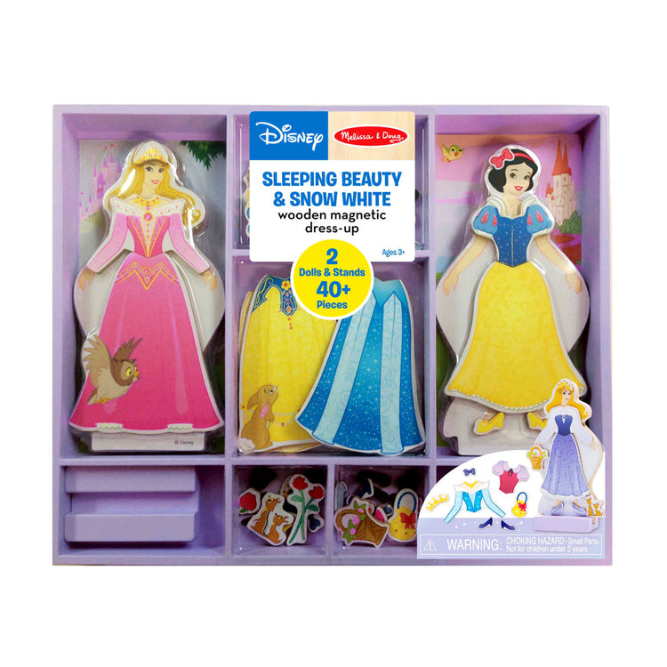 the Melissa & Doug Disney Sleeping Beauty and Snow White Magnetic Dress-Up Wooden Doll Pretend Play Set (40+ pcs)