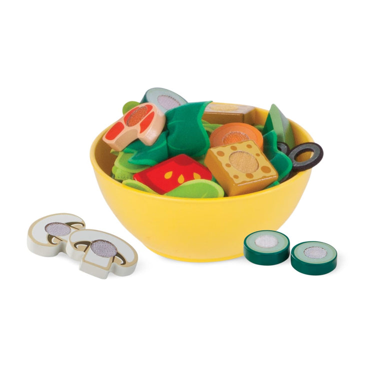 the Melissa & Doug Slice and Toss Salad Play Food Set – 52 Wooden and Felt Pieces