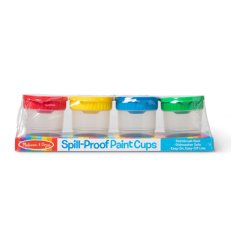 4 Pcs Kids No Spill Paint Cups and 4 Round Paint Brushes 4 Colors