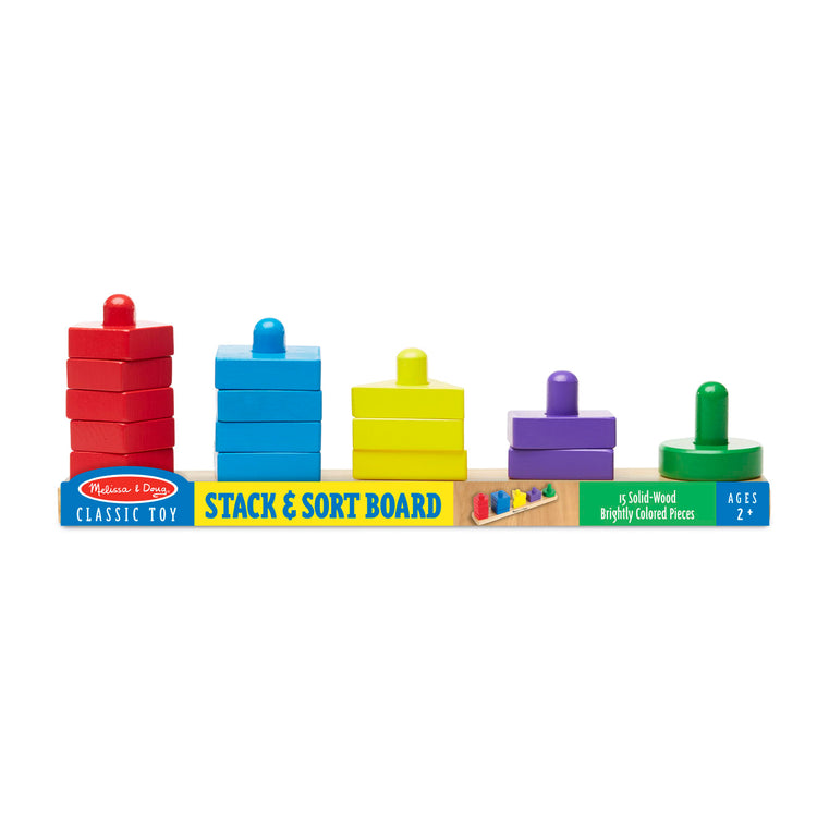 the Melissa & Doug Stack and Sort Board - Wooden Educational Toy With 15 Solid Wood Pieces