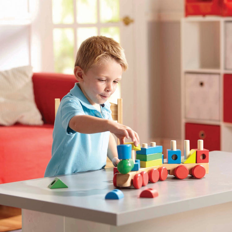Melissa & Doug Stacking Train - Classic Wooden Toddler Toy (18 pcs)