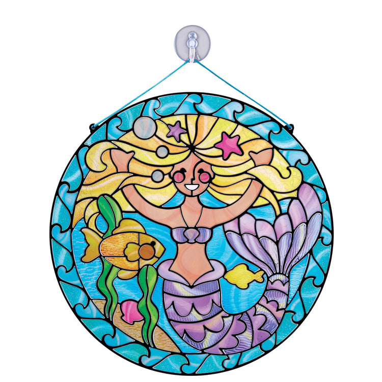 The front of the box for the Melissa & Doug Stained Glass Made Easy Activity Kit: Mermaids - 140+ Stickers