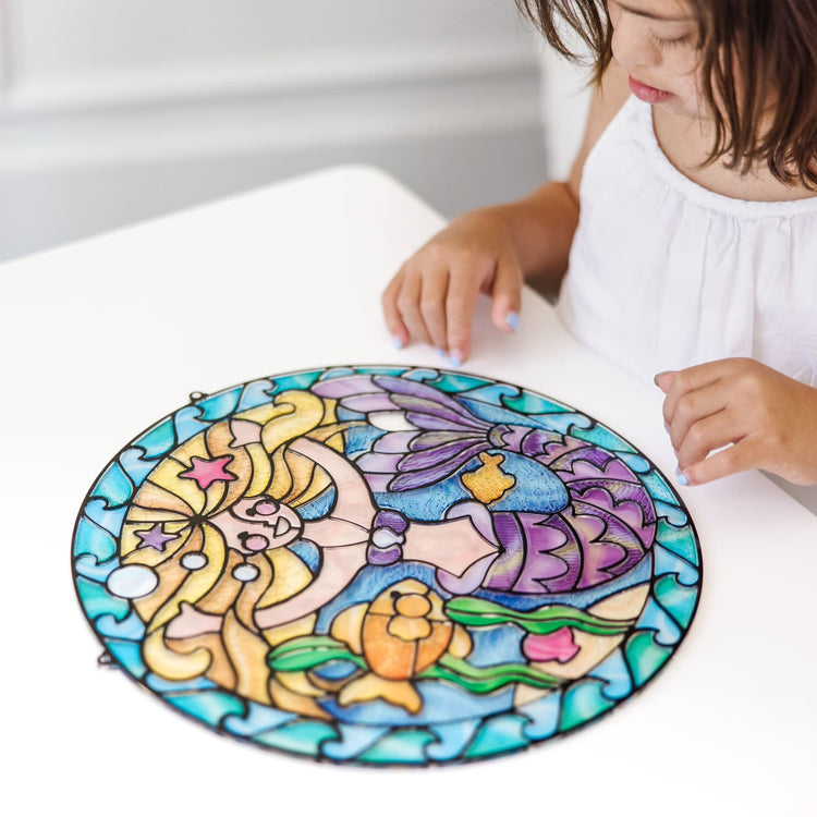 Melissa & Doug Stained Glass Made Easy Activity Kit: Mermaids - 140+  Stickers - Kids Sticker Stained Glass Craft Kit; Mermaid Crafts For Kids  Ages 5+