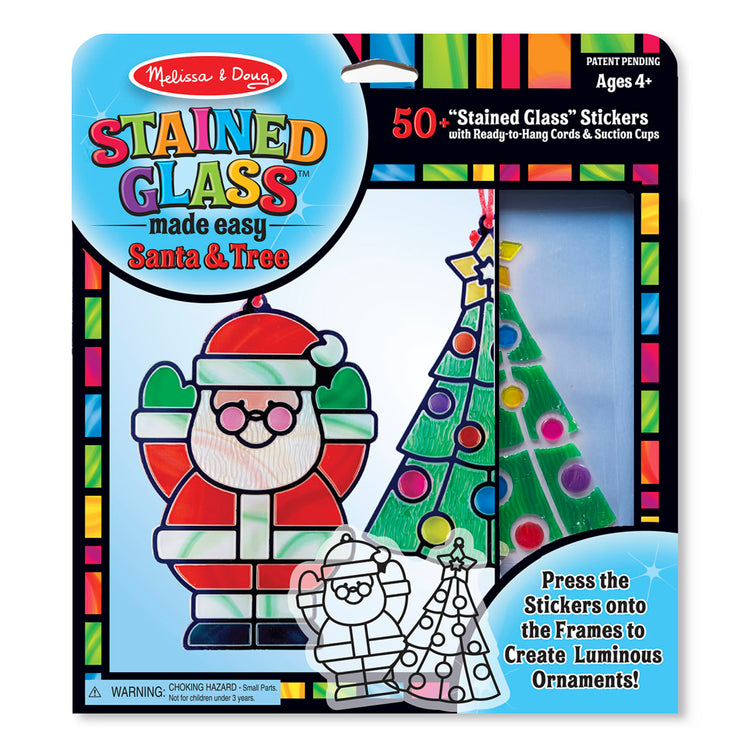 the Melissa & Doug Stained Glass Made Easy Craft Kit - Santa and Tree Ornaments