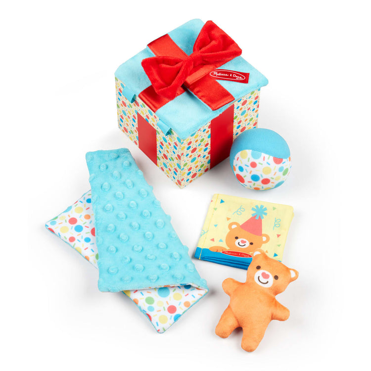 the Melissa & Doug Wooden Surprise Gift Box Infant Toy (5 Pieces)