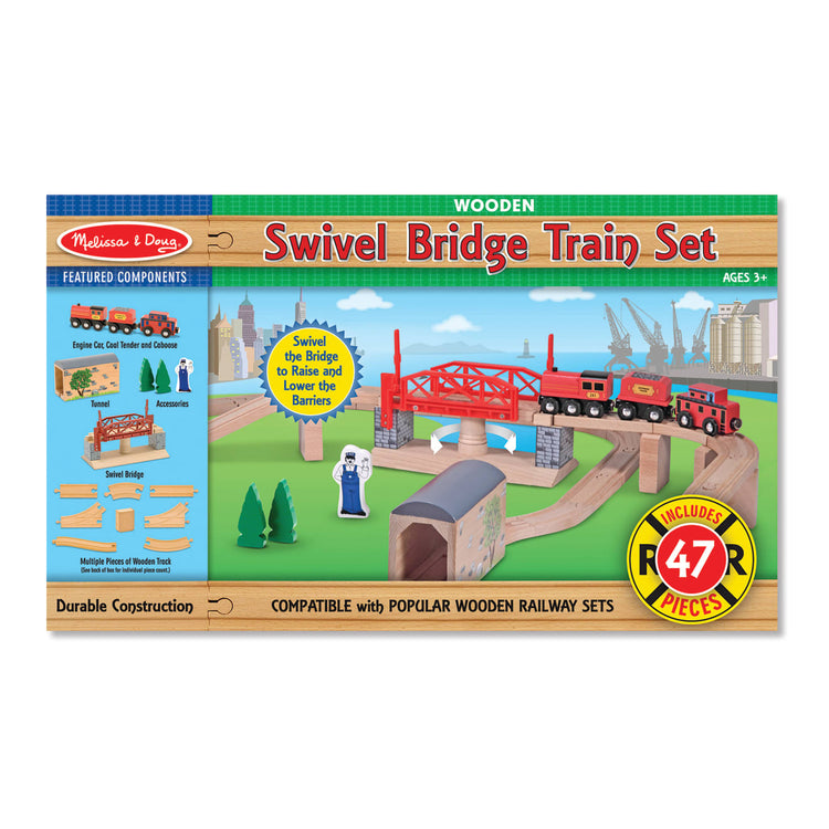 the Melissa & Doug Swivel Bridge Wooden Train Set (47 pcs)