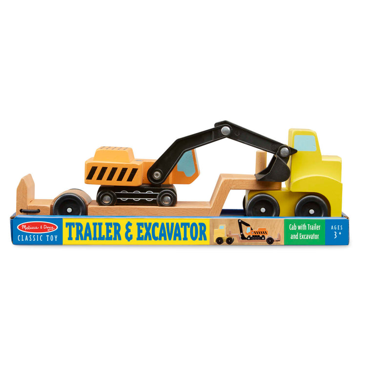 the Melissa & Doug Trailer and Excavator Wooden Vehicle Set (3 pcs)