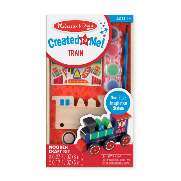 The front of the box for the Melissa & Doug Train Wooden Craft Kit