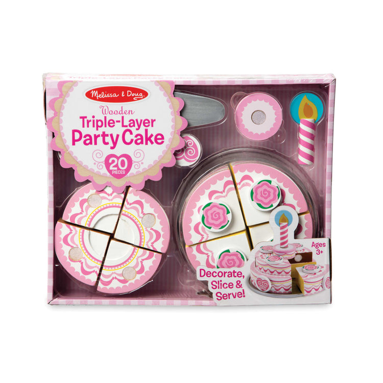 the Melissa & Doug Triple-Layer Party Cake Wooden Play Food Set