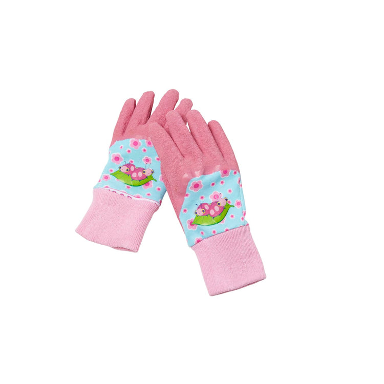 The loose pieces of the Melissa & Doug Dixie and Trixie Ladybug Good Gripping Gardening Gloves