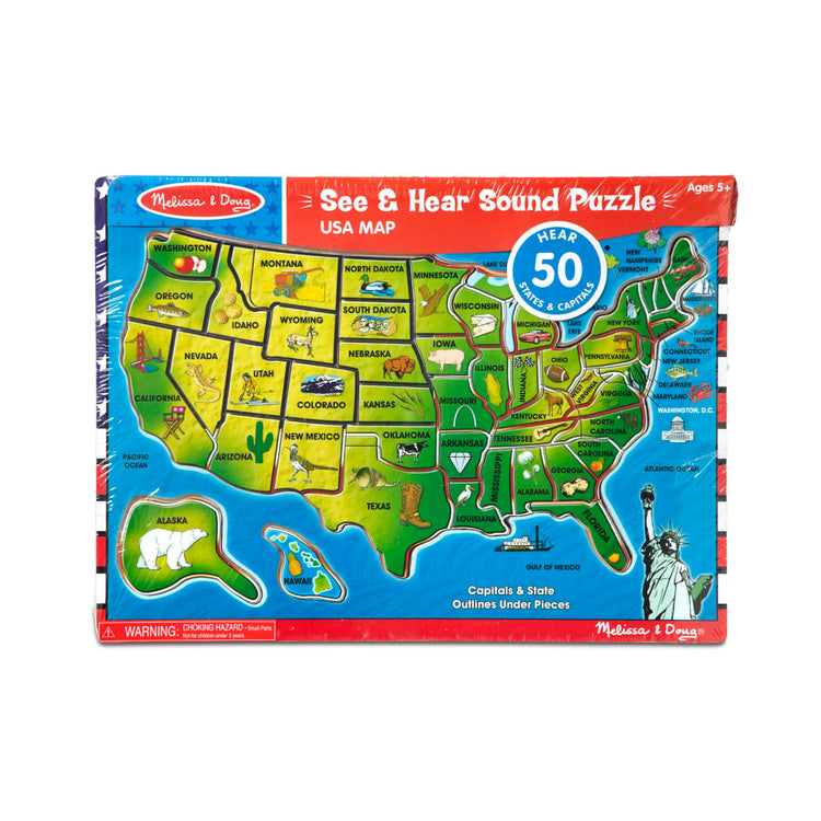 the Melissa & Doug USA Map Sound Puzzle - Wooden Puzzle With Sound Effects (40 pcs)