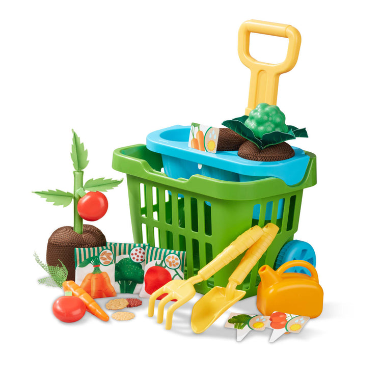 the Melissa & Doug Let’s Explore Vegetable Gardening Play Set with Rolling Cart (31 Pieces)