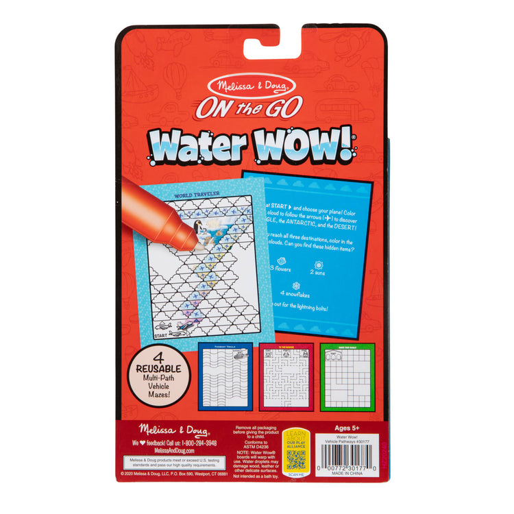 The front of the box for the Melissa & Doug On the Go Water Wow! Reusable Water-Reveal Activity Pad – Vehicle Pathways