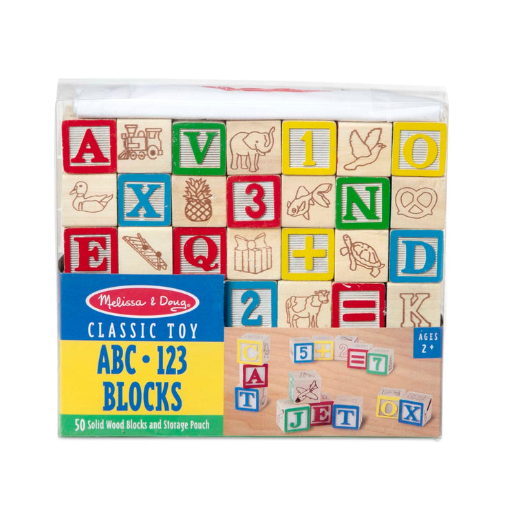Melissa & Doug Deluxe Wooden ABC/123 1-Inch Blocks Set With Storage Pouch (50 pcs; colors may vary)