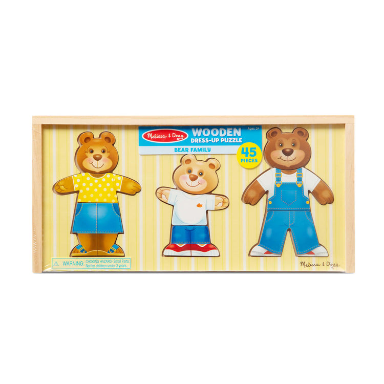 the Melissa & Doug Mix 'n Match Wooden Bear Family Dress-Up Puzzle With Storage Case (45 pcs)
