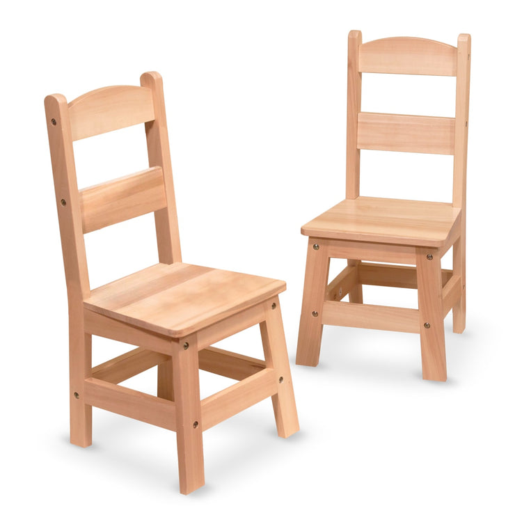 An assembled or decorated the Melissa & Doug Solid Wood Chairs, Set of 2 - Light Finish Furniture for Playroom