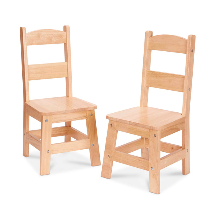The loose pieces of the Melissa & Doug Solid Wood Chairs, Set of 2 - Light Finish Furniture for Playroom