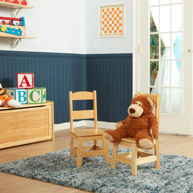 the Melissa & Doug Solid Wood Chairs, Set of 2 - Light Finish Furniture for Playroom